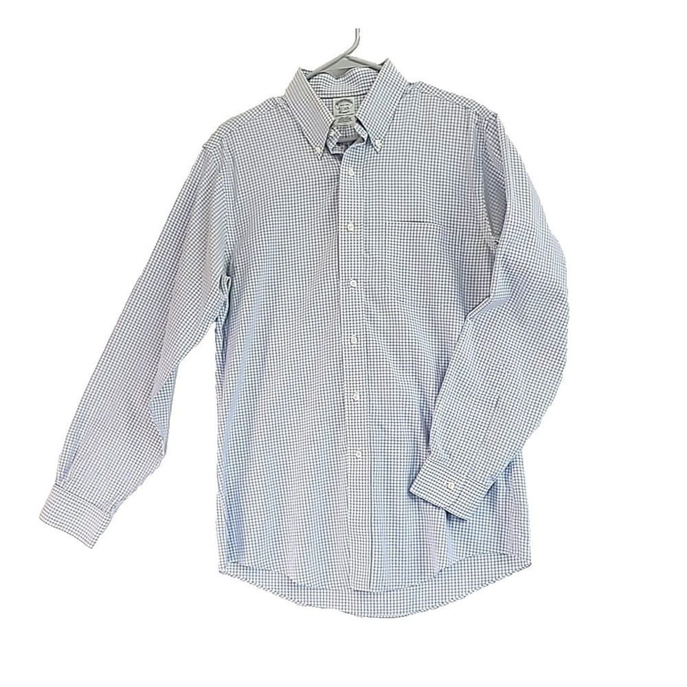 Brooks Brothers Button Up Shirt Blue Check 15½ 34‎ Long Sleeve